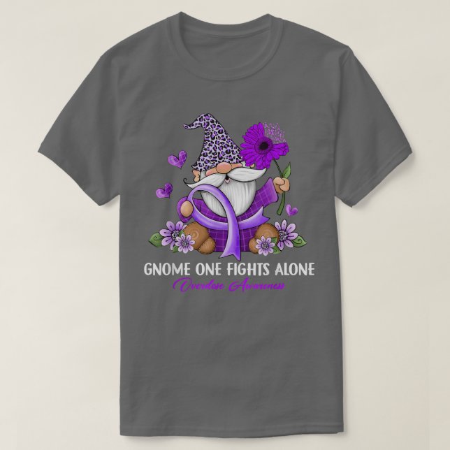 Sunflower Gnome One Fights Alone Overdose Awarenes T-Shirt (Design Front)