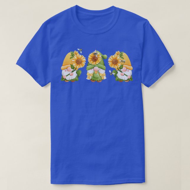 SUNFLOWER GNOMES, BUZY BEES, AUTUMN FALL GARDEN FL T-Shirt (Design Front)