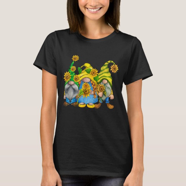 Sunflower Gnomes Tomte Scandinavian Three Garden G T-Shirt (Front)