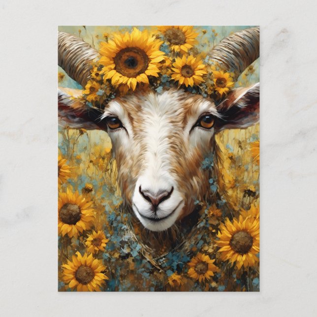 Sunflower Goat Postcard (Front)