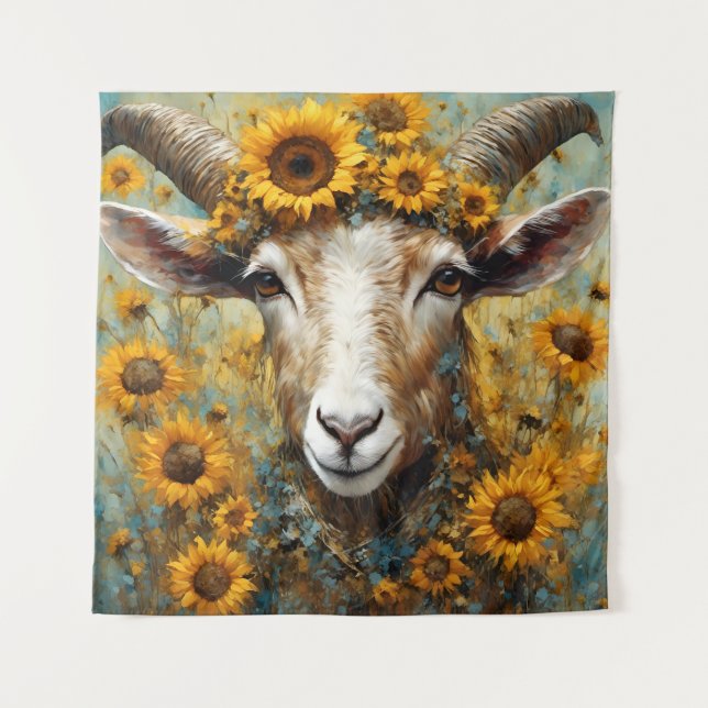 Sunflower Goat Tapestry (Front)