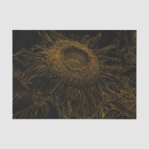 Sunflower Gold Black Floral Art Decoupage Tissue Paper