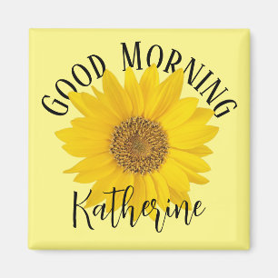 Sunflower Good Morning Custom Name Magnet