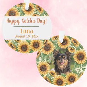 Sunflower Gotcha Day Custom Photo Chihuahua Orname Ornament