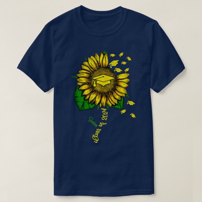 Sunflower Graduation Class of 2024 Senior Graduate T-Shirt (Design Front)