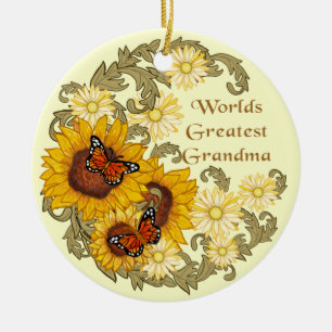 Sunflower Grandma  Ceramic Ornament