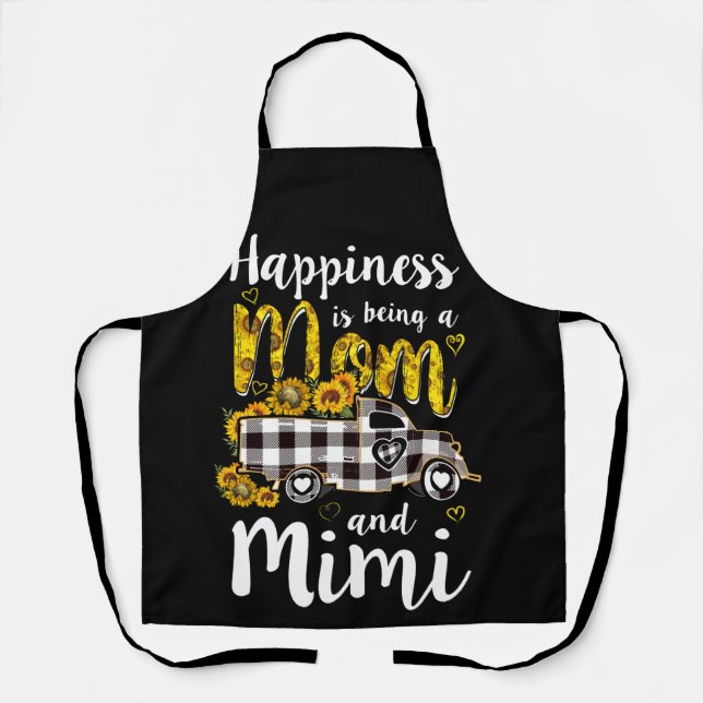 Sunflower Grandma Happiness is being Mom And Mimi Apron (Front)