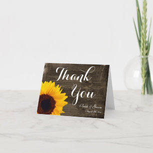 Sunflower Grange Wood Mariage Merci Cartes