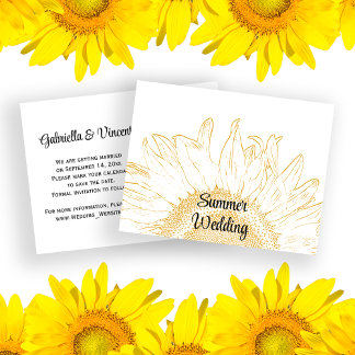 Sunflower Graphic Summer Wedding Announcement