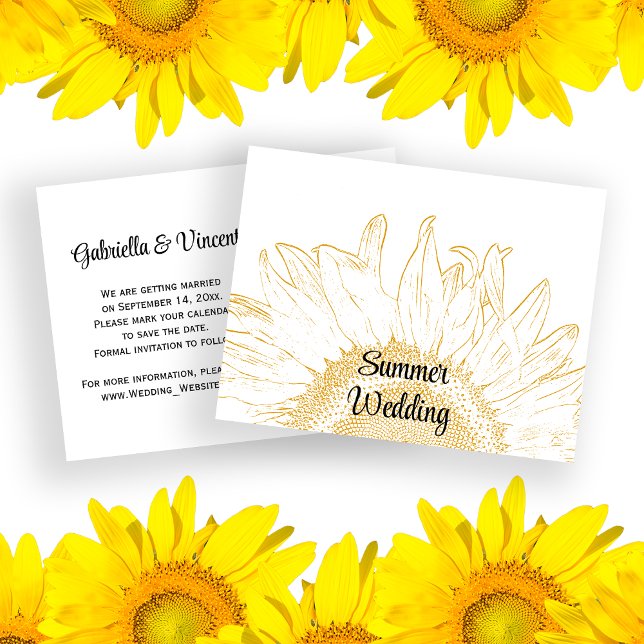 Sunflower Graphic Summer Wedding Announcement Postcard (Creator Uploaded)