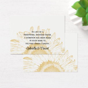 Sunflower Graphic Wedding Charity Favour Card