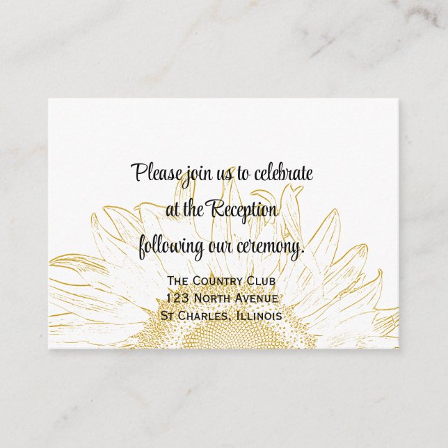 Sunflower Graphic Wedding Reception Card (Front)