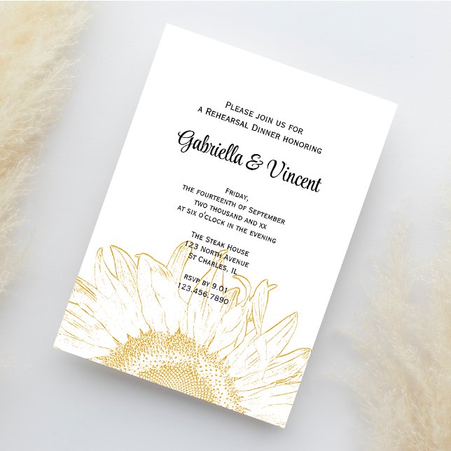 Sunflower Graphic Wedding Rehearsal Dinner Invite (Creator Uploaded)