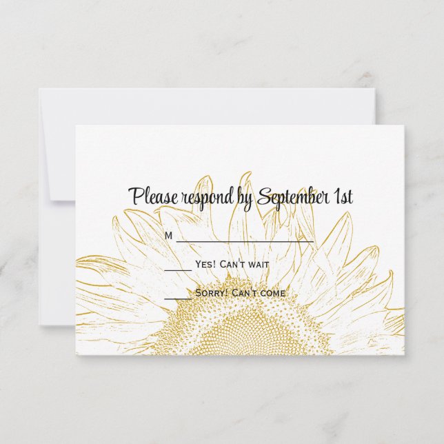Sunflower Graphic Wedding RSVP Card (Front)