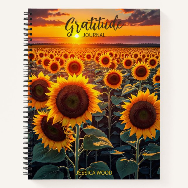 Sunflower Gratitude Journal, Law of Attraction  Notebook (Front)