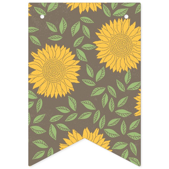 Sunflower Green Leaves Pretty Flowers Natural Bunting Flags (First Flag)