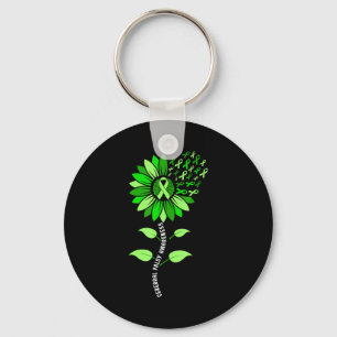 Sunflower green ribbon cerebral palsy cp awareness keychain