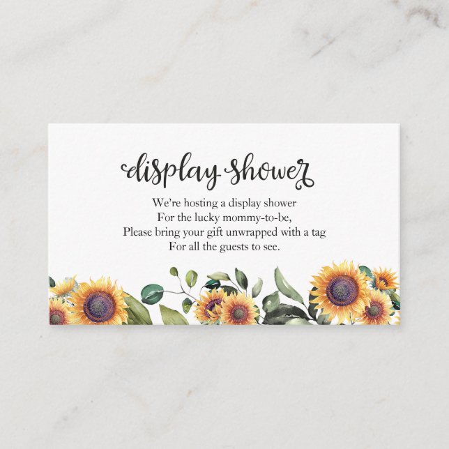 Sunflower Greenery Fall Baby Shower Display Shower Enclosure Card (Front)