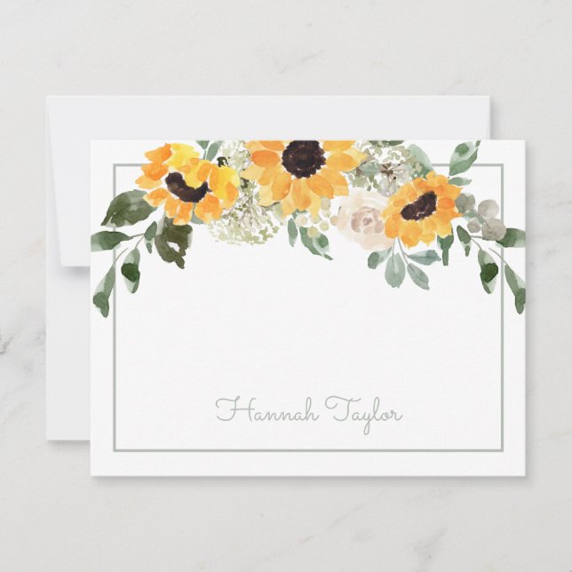 Sunflower Greenery Personalized Name Card (Front)