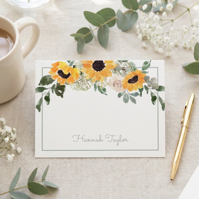 Sunflower Greenery Personalized Name Card (Creator Uploaded)