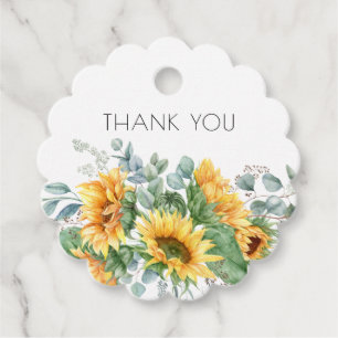 Sunflower Greenery Thank You Baby Shower Favour Tags