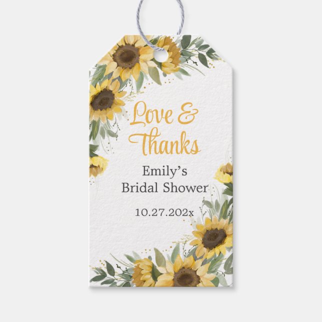 Sunflower Greenery Thanks  Gift Tags (Front)