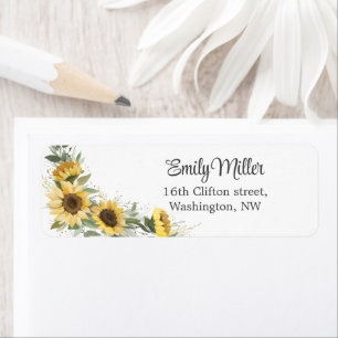 Sunflower Greenery Watercolor Address