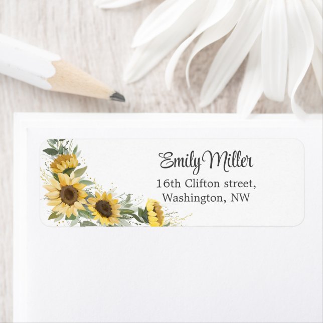 Sunflower Greenery Watercolor Address (Insitu)