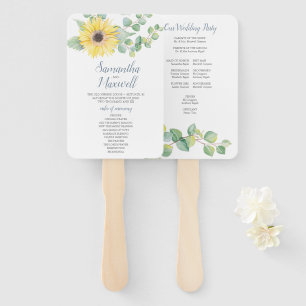 Sunflower Greenery Wedding Program Fan