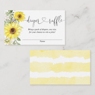 Sunflower greenery white yellow diaper raffle card