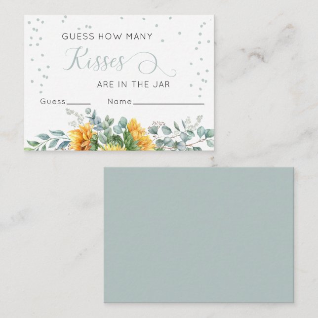Sunflower Guess How Many Kisses Response Cards (Front/Back)