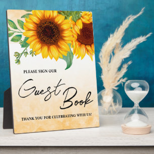 Sunflower Guest Book Wedding sign Plaque