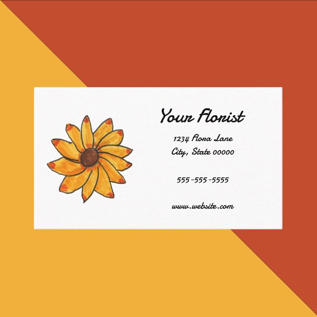 Sunflower Hand Drawn Personalize Business Card (A business card with a hand drawn sunflower and text you can personalize!)