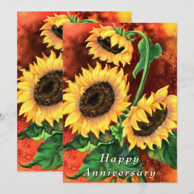 Sunflower Happy Anniversary Card (Front/Back)