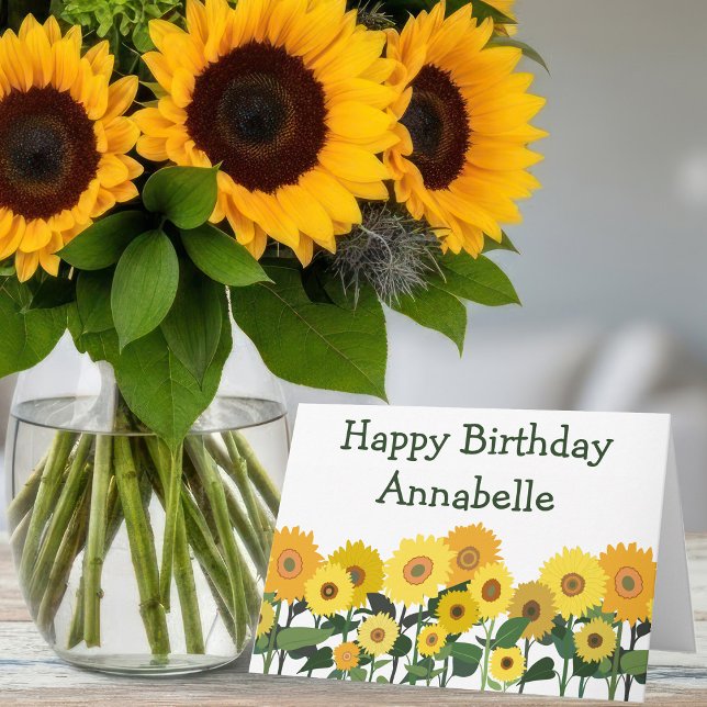 Sunflower Happy Birthday Beautiful Personalized Card (Creator Uploaded)