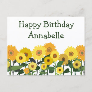 Sunflower Happy Birthday Beautiful Personalized Postcard