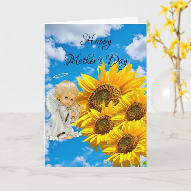 Sunflower  Happy Mother's Day Folded Greeting Card (Yellow Flower)