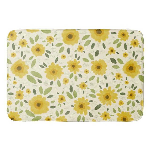 Sunflower Happy Pattern Bath Mat (Front)