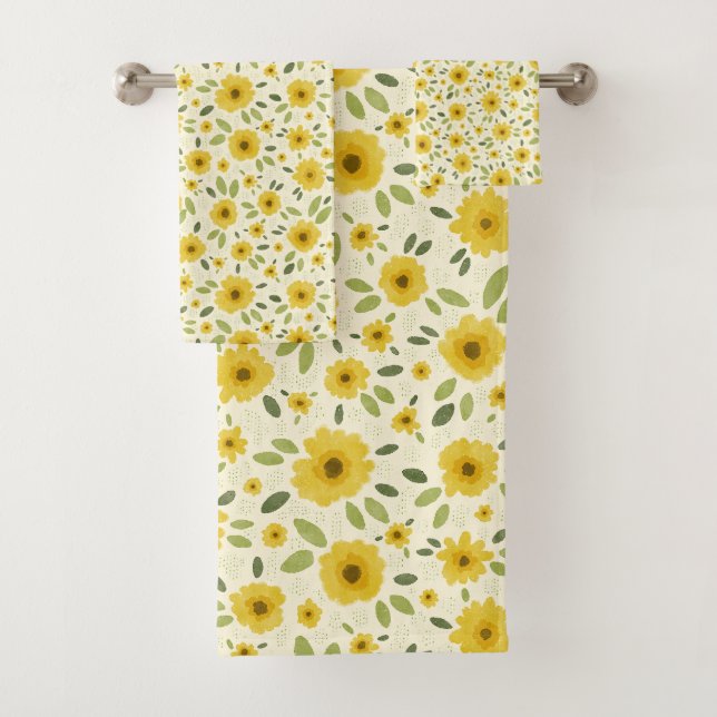 Sunflower Happy Pattern Bath Towel Set (Insitu)