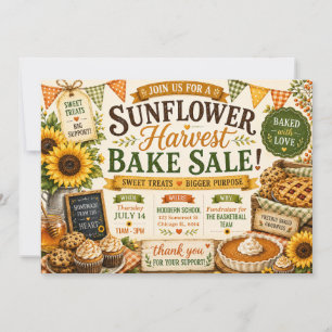Sunflower Harvest Bake Sale Invitation
