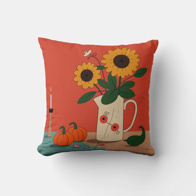 Sunflower Harvest Throw Pillow (Front)