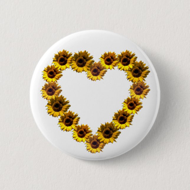 Sunflower Heart 2 Inch Round Button (Front)