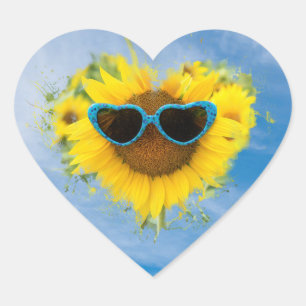 Sunflower Heart Abstract on Sky   Sticker