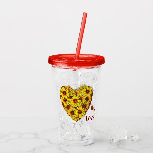 Sunflower Heart Acrylic Tumbler (Back Ice)