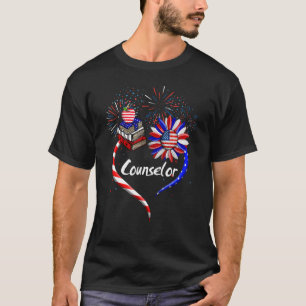 Sunflower Heart American Counsellor Usa Flag 4th O T-Shirt