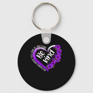 Sunflower Heart Be Kind Purple Overdose Awareness Keychain