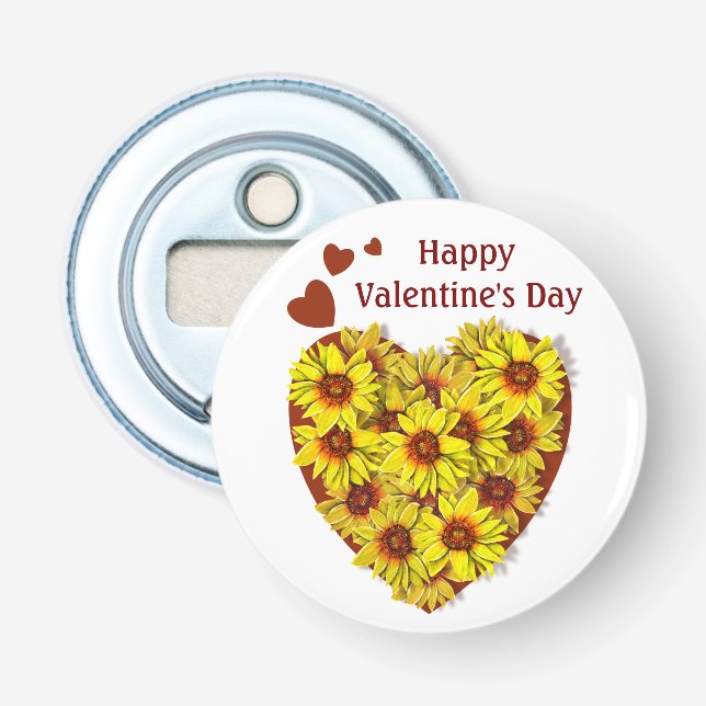 Sunflower Heart Bottle Opener (Front)