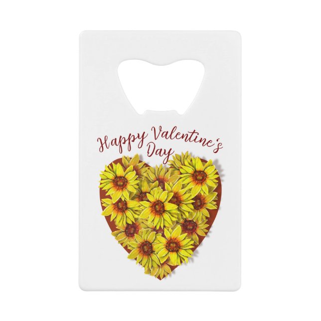 Sunflower Heart Bottle Opener Credit Card Bottle Opener (Front)