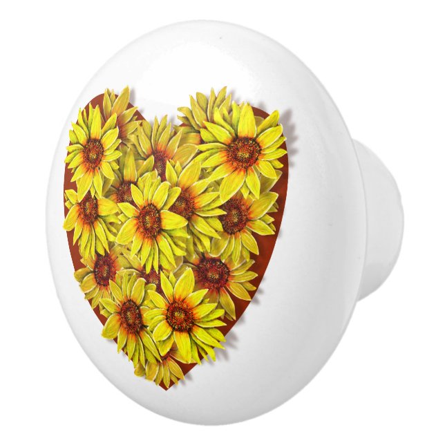 Sunflower Heart Ceramic Pull / Knob (Right)