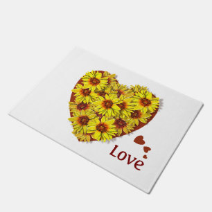 Sunflower Heart Door Mat